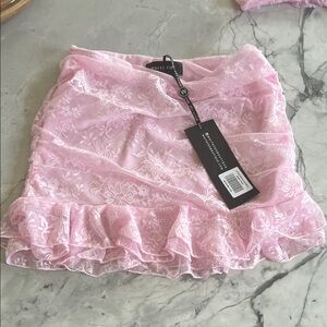 White fox pink lace skirt xs